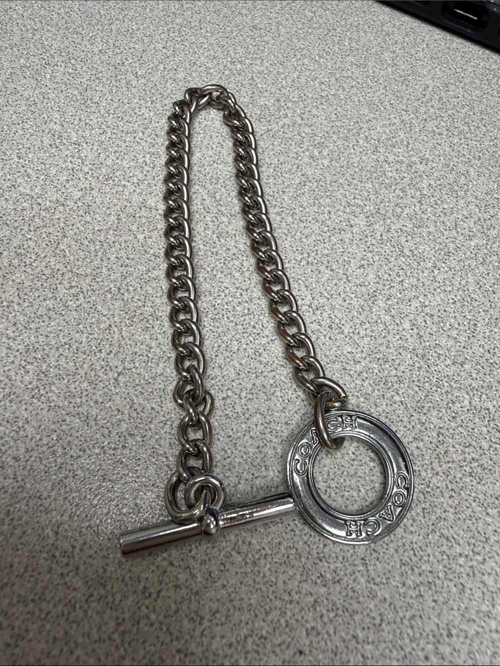 Coach Silver-Tone Toggle Chain Key Ring